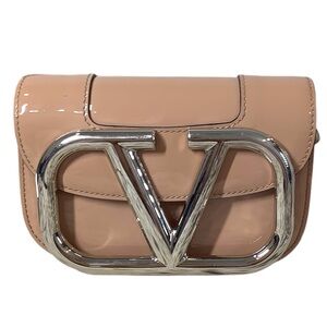 VALENTINO GARAVANI Small Supervee Patent Leather Crossbody Bag In Pink/Nude